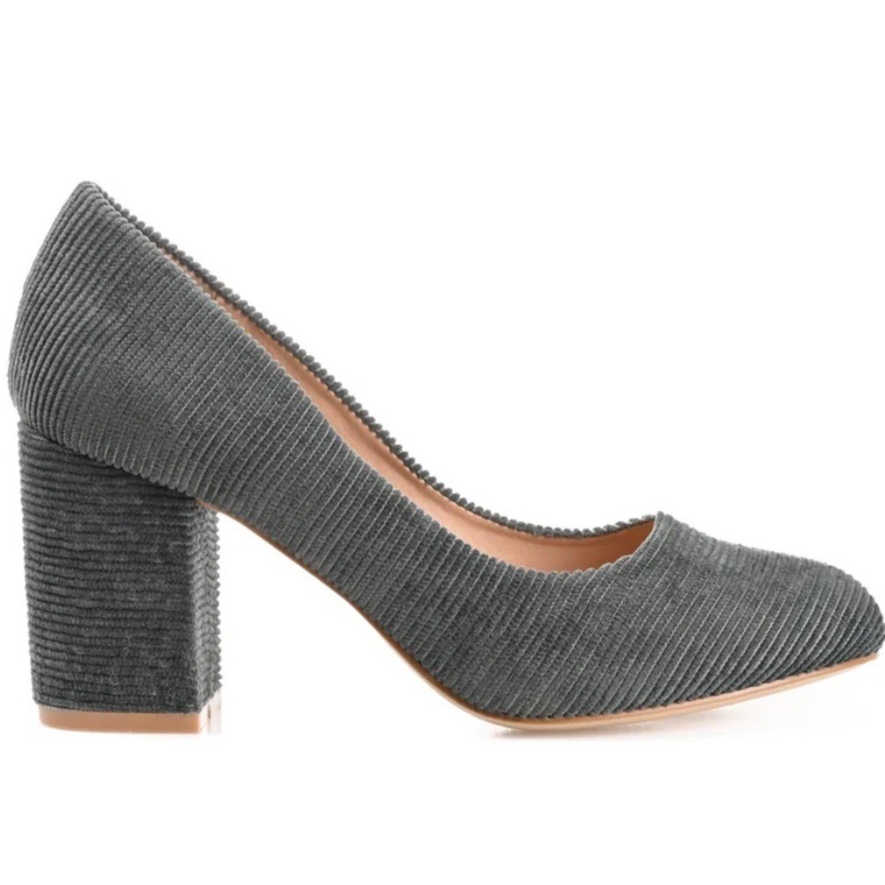 Journee Collection Womens green Corduroy Block Heel Pumps Shoes Size Unknown